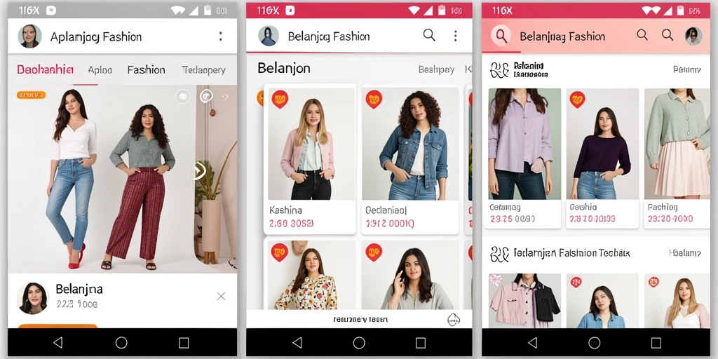 Antarmuka aplikasi 116X menampilkan koleksi fashion terkini dan mudah dinavigasi.