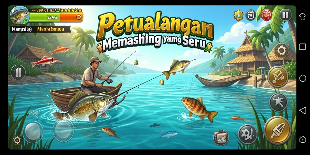 Screenshot utama 33AG menampilkan momen memancing yang mendebarkan.