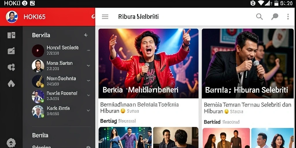Tampilan antarmuka HOKI65 yang modern dan menarik untuk berita selebriti.