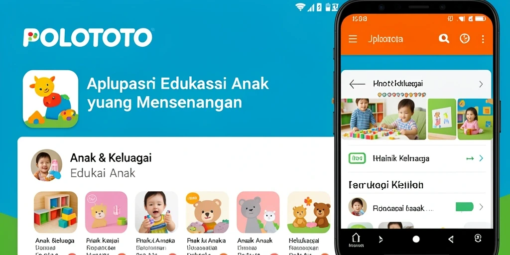 Antarmuka aplikasi POLOTOTO yang menarik untuk anak-anak.
