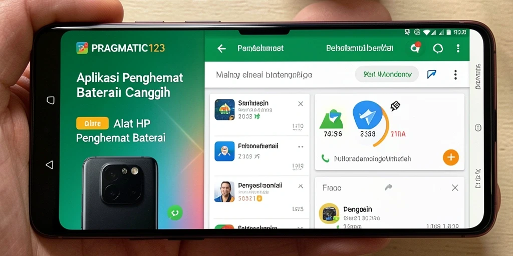 Tampilan antarmuka aplikasi Penghemat Baterai PRAGMATIC123 yang user-friendly.