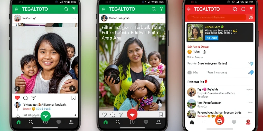 Antarmuka TEGALTOTO dengan berbagai pilihan filter Instagram yang menarik.